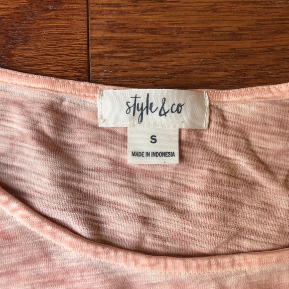 STYLE & CO pink top w/ruched sleeves & bows - Picture 5 of 7